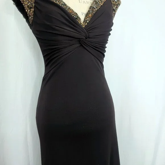 Alberto Makali Gown 4 Small Formal Brown Beaded - Picture 3 of 10
